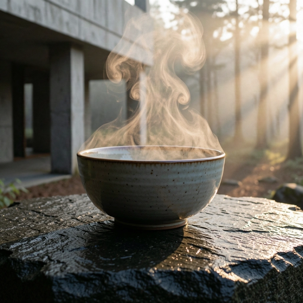 Rituelles Frühstück im Morgenlicht